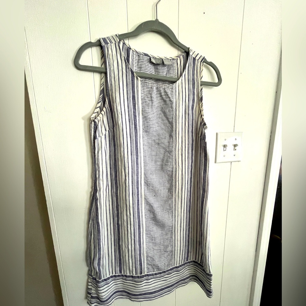 Linen dress with blue and white stripes Size 2